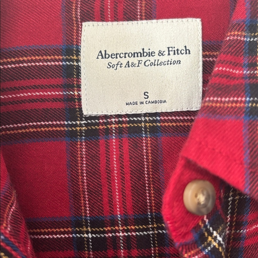 Abercrombie & Fitch Soft A&F Holiday Red Flannel Plaid women’s Shirt S - Picture 3 of 8